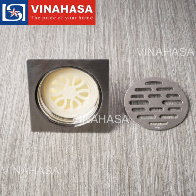 Ga Thoát Nước Inox 304 Vinahasa GP01, GP02 – Mặt Inox 304 Dày 2.00mm, Lõi Ngăn Mùi Và Chống Côn Trùng Nhựa ABS