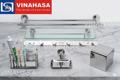 BỘ PHỤ KIỆN NHÀ TẮM 6 MÓN ĐẾ TRÒN INOX 304 TODA TD6500 – VINAHASA