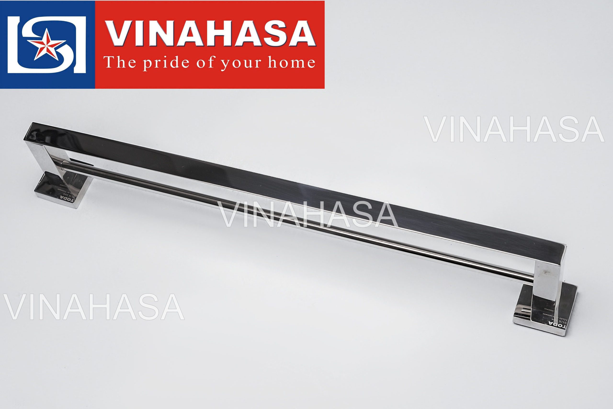 Thanh vắt khăn đôi đế vuông inox 304 TODA TD7507 – Thiết kế trẻ trung, hiện đại.