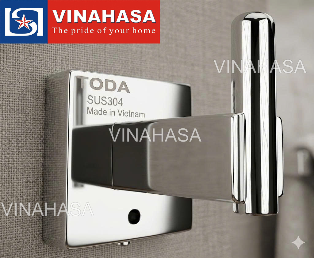 Móc áo đơn đế vuông inox 304 TODA TD8202 – Thiết kế hiện đại, chắc chắn